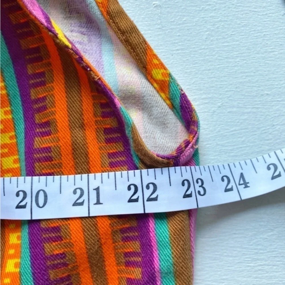 Live‎ in Color 1990’s Multicolored Stripe Aztec Sleeveless Jean Jacket w/ Hoodie